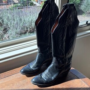 Black Leather Sanders Cowboy Boots Women’s 5 Narrow